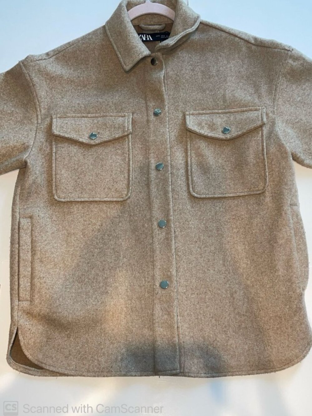 ZARA Wool Blend Oversized Shacket Jacket Beige Brown Small